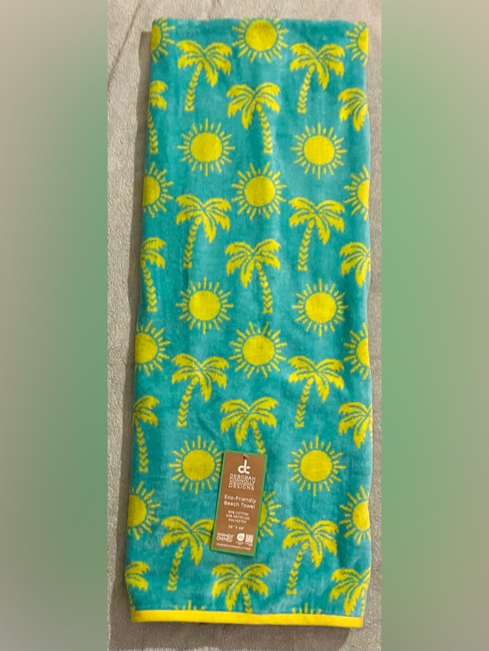 Deborah Connolly Eco-Friendly Sun and Palm Trees Beach Towel